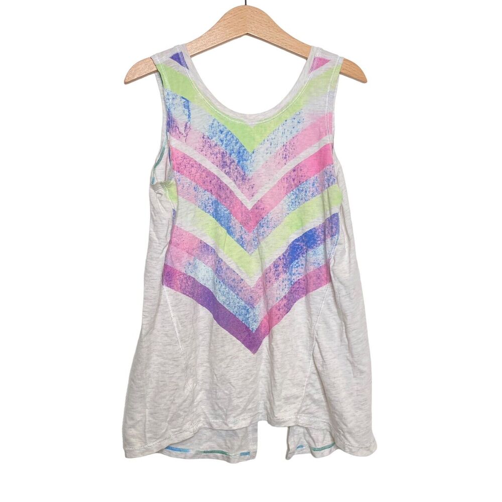 Ivivva By Lululemon Girls 8 Chevron Color Block Tank Top Open Back